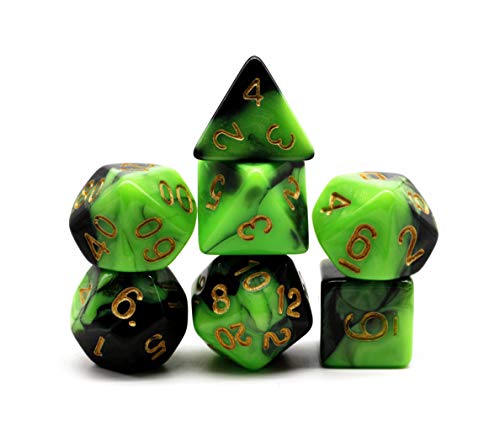 HD Dice DND RPG Polyhedral Dice Set Fit Dungeons and Dragons(D&D) Pathfinder Role Playing Games (Green Black)