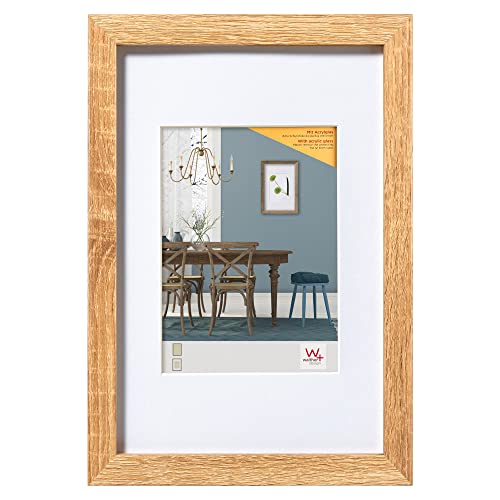 walther design Fiorito EFX460N Picture Frame, Wooden Frame with Art Glass and Passe-Partout, 40 x 60 cm, Walnut