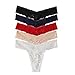 TALEVE Women's Sexy Lace Cheeky Thong Underwear Plus Size Nylon Hipster See Through Panties Pack of 5