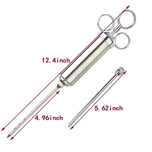 Meat Injector Kit,2-oz Marinade Flavor Injector, 304 Stainless Steel with 3 Professional Marinade Needles