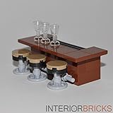 LEGO Furniture: Bar With Stools Brown Bar, with 3 Stools and Glasses