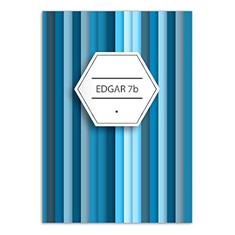 Kartenkaufrausch 4 personalisierte, Trendige DIN A4 Schulhefte, Rechenhefte im Streifen Look, blau Lineatur 28 (Kariertes Hef