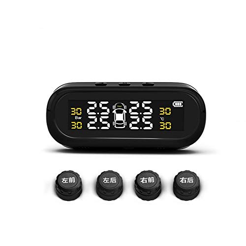 Alician Car TPMS Tire Pressure Monitoring System Solar Charging HD Digital LCD Display Auto Alarm System Wireless with 4 Sensor