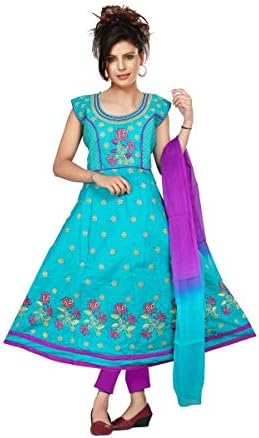 Krishna Sarees Women Churidar Suits, Punjabi Dress, Salwar Kameez, Anarkali, Ethnic Tunic Dress, Casual Party Wear Indian Pakistani Dress WCS19252 Jade Green and Purple Churidar Suit