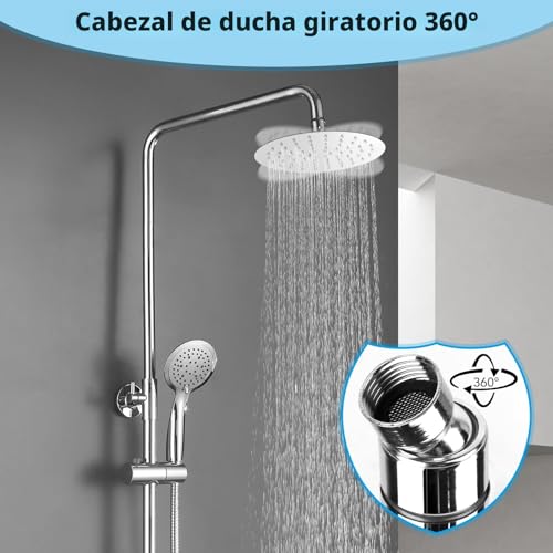 8 Inch/20 cm Shower Sprayer Round Stainless Steel Rain Shower Head with 360° Adjustable, G1/2 Inch, Silver