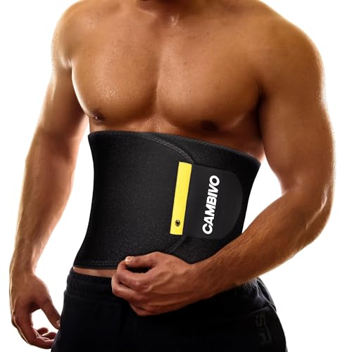 CAMBIVO Abdominal Slimming, Lumbar Band for Men Women, Adjustable Back Support, Waist Trainer, Lumbar Belt for Flat Belly, Running, Gym, Cycling