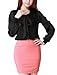 Allegra K Women Tie-bow Neck Sheer Long Sleeves Chiffon Blouse XL Black