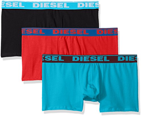 Diesel Men's 3-Pack Shawn Stretch Boxer Trunk, Black/Red/Dark Turquoise, M