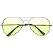 zeroUV Colorful Premium Silver Metal Aviator Glasses with Color Lens Sunglasses (Green)