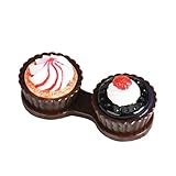 Lookatool Cute Cartoon Cake Cream Shape Contact Lens Case Box Set Holder (Coffee)