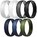 ThunderFit Unisex Silicone Wedding Rings, Rubber Engagement Bands 6mm Wide 1.65mm Thick - 1/2/3/4/5/6/7 Variety Multipack (Pack I - Size 6.5-7 (17.75mm))