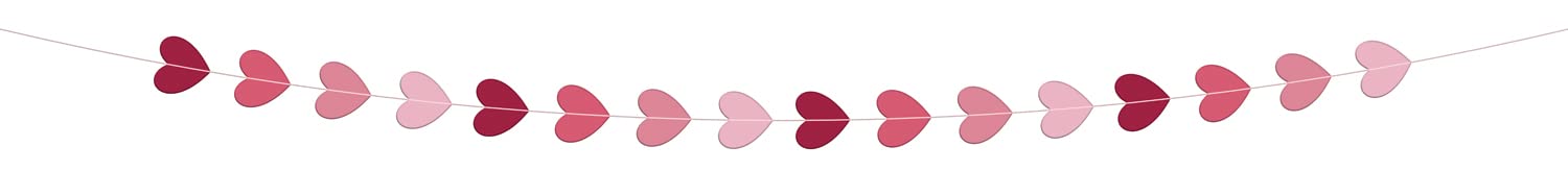 Folat 24886 Romantic Love Decorative Paper Small Hearts Red Pink 3M Garland Wedding Valentine's Day or Mother's Day Pink