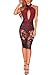 Women Bodycon Lace Dress Sexy V Neck Halter Strap Sleeveless Backless Bandage Cocktail Evening Mini Pencil Party Suit Burgundy