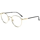 Firmoo Blue Light Blocking Glasses for Computer Reading Retro Metall Round Frame for Women Men