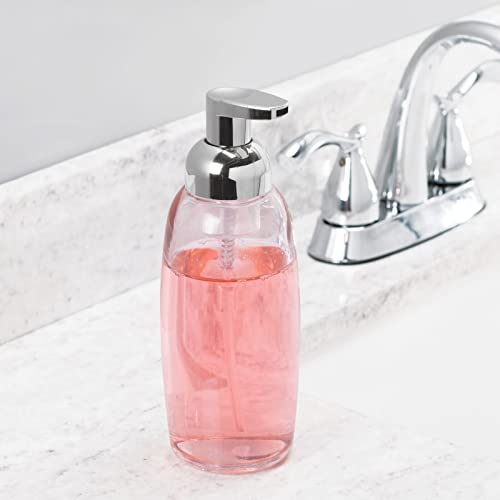 mDesign Glass Refillable Foaming Soap Dispenser Pump Bottle for Bathroom Vanity Countertop