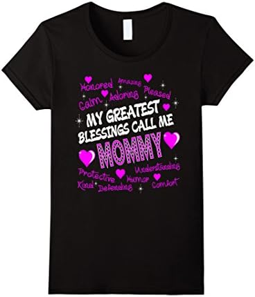 Women's Honored Adoring My Greatest Blessings Call Me Mommy Tshirt Large Black
