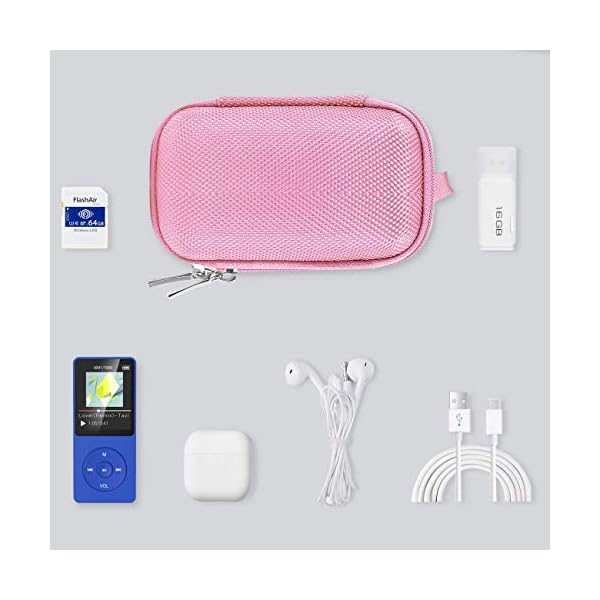 AGPTEK MP3 Player Case,Hard travel case for 1.8 inch MP3 Player,earphones USB cable memory card U disk-Pink - Image 6
