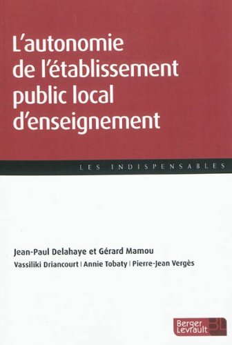 L' autonomie de l'établissement public local d'enseignement