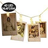 MESUNKA LED Photo String Lights, 40 LED Photo Clips String Lights (16.4 ft), Battery Powered for Home Party Decor, Hanging Picture Frame for Party Wedding Dorm Bedroom Birthday Christmas Decorations
