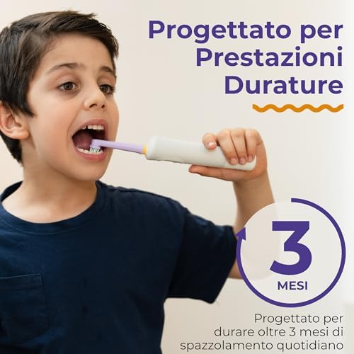 Testine Oral B Bambini Compatibili | Confezione da 4 Testine Compatibili per Spazzolino Elettrico Oral-B Bambini, Colorate e Divertenti | Morbide e Delicate sulle Gengive | Design Divertente