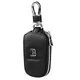 car Key Chain Keychain,Genuine Leather Car Smart Key caseKey Chain Keychain Holder Metal Hook and Keyring Zipper Bag for Remote Key Fob (Bentley)