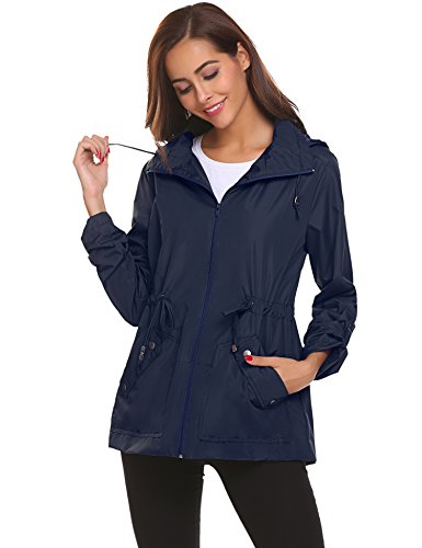 image for Romanstii Windbreaker Coat for Women Light Weight Packable Rain Jacket