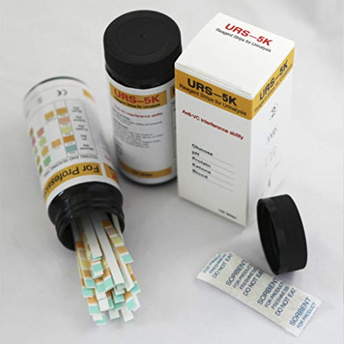 Itlovely 100Pcs URS-5K Glucose PH Protein Ketone Blood Urine Test Strip Reagent Strip for Urinalysis with Anti-VC Interference Ability