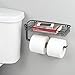 mDesign Toilet Tissue Paper Holder and Multi-Purpose Shelf - Wall Mount Storage Organizer for Bathroom, Holds 2 Rolls - Durable Metal Wire Design - Matte Black