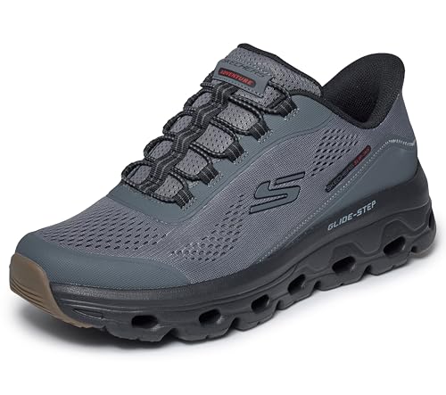 Skechers Men's Glide-Step Sole Hands Free Slip-in,Charcoal/Black,6.5