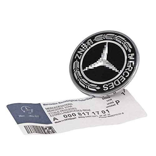 Flat Hood Emblem for Mercedes Benz C E SL Class Ornament Logo Black 57MM