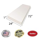 FoamRush FM012472 High Density Upholstery Foam Cushion, Seat Replacement, Upholstery Sheet 1" x 24" x 72"