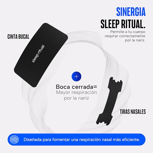 Sleep Ritual Mouth Tape. 60 Cintas Bucales. Tiras Bucales Hipoalergenicas que permiten el paso parcial del aire, guiando al Cuerpo hacia una Respiración Nasal (Negro)