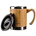 InGwest Active Life. Bamboo Coffee Mug for Men/Women - 11 fl.oz. (300 ml) Super Light Eco Stainless Steel CoffeeTea Mugs with Lid and Bamboo Handle! Large Coffee Mugs. Thickened layer of bamboo!