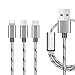 2Pack 5ft Multi Charging Cable, Bolatus 3 in 1 Charging Cable Multiple Device Phone Connector USB Universal Charger Cord Adapter Compatible with Cell Phone Tablets More [Upgraded](Silver, 5FT2Pack)