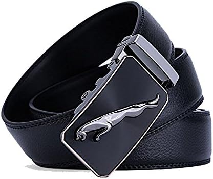 Men’s Genuine Leather Belt- Ratchet Black Dress Belt for Men with Automatic Buckle