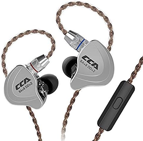 CCA C10 HiFi 4BA 1DD Five Drivers Hybrid 3.5mm in Ear Earphones, Zinc Alloy Shell High Resolution in Ear Monitors Headphones Earbuds with 0.75mm Gold Plated Detachable Cable with Mic