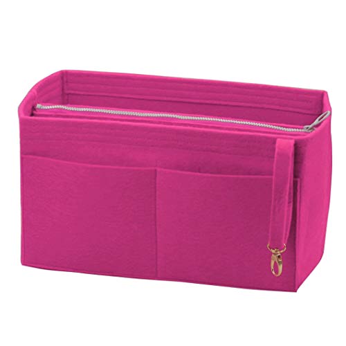 [Fits Neverfull MM/Speedy 30, Pivoine] Felt Organizer (with Detachable Middle Zipper Bag), Bag in Bag, Wool Purse Insert, Customized Tote Organize, Cosmetic Makeup Diaper Handbag - Thumbnail 2