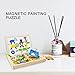 Siwo Wooden Magnetic Puzzles, Cartoon Animals Design Magnetic Art Easel for Education Learning Toys