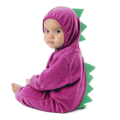 Clearance!!Toddler Infant Baby Girls Boys Cartoon Animals Romper Warm Hoodie Zipper Jumpsuit Party Costume Cosplay (Purple-Dinosaur, 0-3 Months)