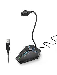 CMTECK - Micrófono para ordenador de sobremesa, condensador USB para ordenador portátil, botón de volumen, botón silencioso con indicador LED, compatible con Windows Mac, ideal para chatear, grabar