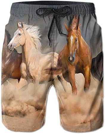 Running Horse Herb Wall Tapestry Mens Beach Pants Swim Trunks Quick-Dry Board Shorts with Mesh Lining
