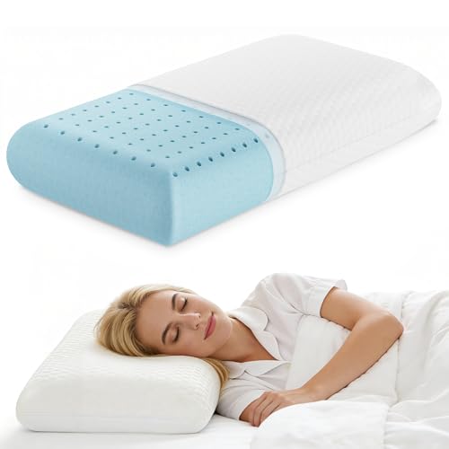KMFurnila Cooling Gel Memory Foam Pillow for Neck Pain Relief - Breathable Mesh…