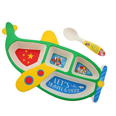 Instabuyz Bamboo Fiber Crockery 2pc Set with Spoon & Plate