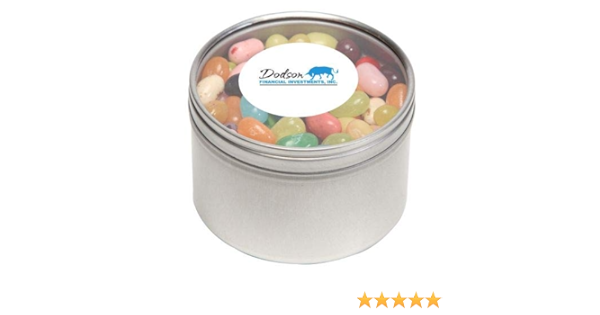 Amazon Com Jelly Belly Candy In Lg Round Window Tin Bundles Of 250 500 1000 2500 Per Package Grocery Gourmet Food