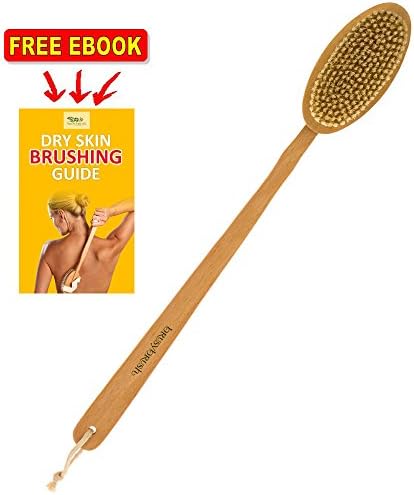 Brusybrush Extra Long Handle Bath Brush - Beech Wood Handle and Natural Boar Bristle Head - Best Body Scrub Exfoliating Brush on Amazon (3)