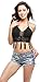 Women's Summer Crochet Crop Top Halter Bikini Bra Bralette, Black