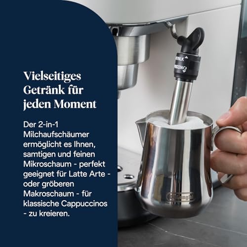 Dedica Style - Perfetto Kompakte Siebträgermaschine Espressomaschine mit Tasten, manuellem Milchaufschäumer für Espresso und Cappuccino, ESE Pad geeignet, 15cm breit, Weiß (EC685.W)