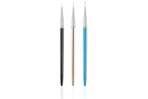 SQULIGT 3PCS Nail Art Liner Brushes, UV Gel Painting Acrylic Nail Design Nylon Brush, Nail Painting Drawing Pens (7/9/11mm)