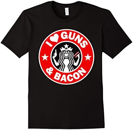 Men's I Love Guns And Bacon T-Shirt Medium Black
