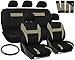OxGord Car Seat Cover - Beige Tan Black fits Car, Truck, Van, SUV - Full Set
